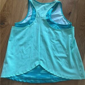 ZELOS Blue Asymmetrical Backless Sleeveless Tank Top